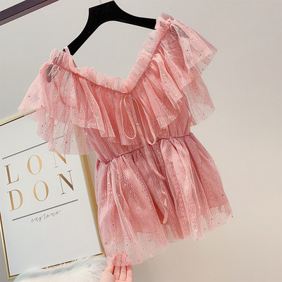 Дамска блуза с тюл в няколко цвята