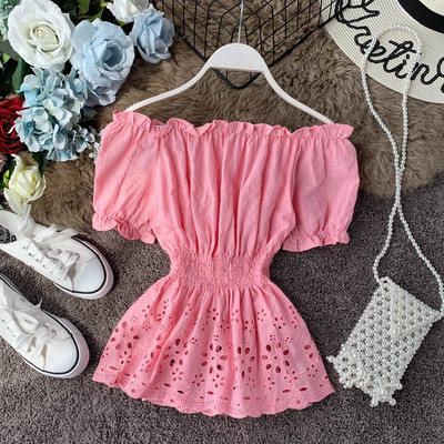 Bluza de dama casual cu maneci scurte si elastic in mai multe culori