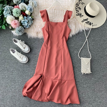 Rochie de dama eleganta cu fermoar si crapatura in mai multe culori