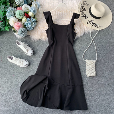 Стилна дамска рокля с цип и цепка в няколко цвята