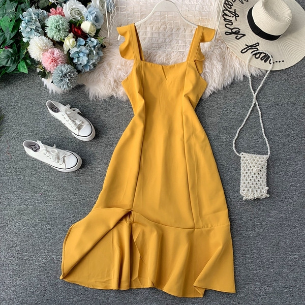 Стилна дамска рокля с цип и цепка в няколко цвята