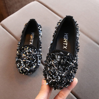 Стилни детски обувки в три цвята с камъни