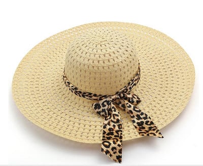 Дамска плажна шапка с панделка в няколко цвята