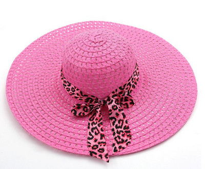 Дамска плажна шапка с панделка в няколко цвята