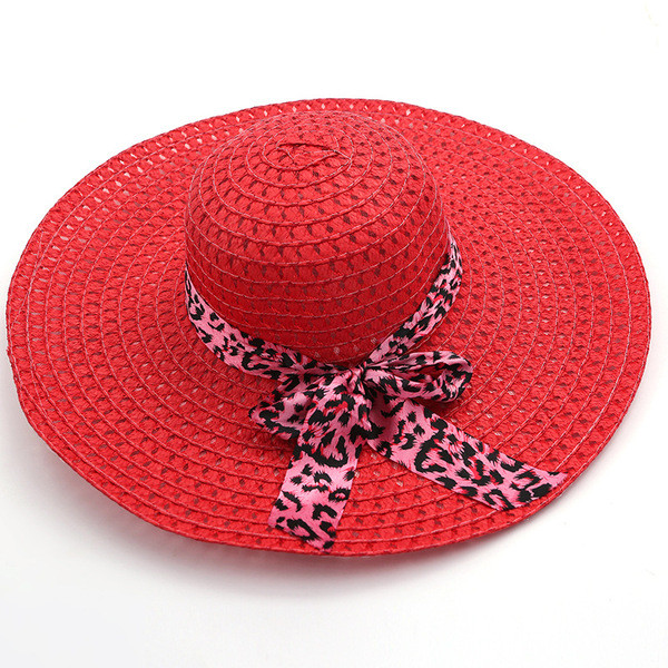 Дамска плажна шапка с панделка в няколко цвята