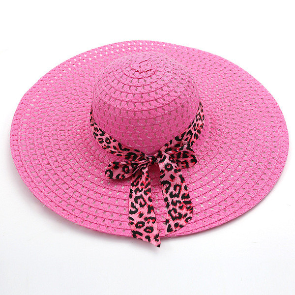 Дамска плажна шапка с панделка в няколко цвята