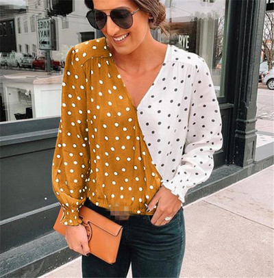 Bluză de damă modernă cu mâneci lungi și decolteu în V