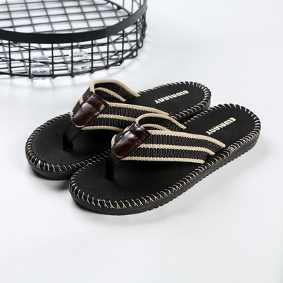 Мъжки чехли през пръсти в черен и кафяв цвят