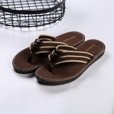 Мъжки чехли през пръсти в черен и кафяв цвят