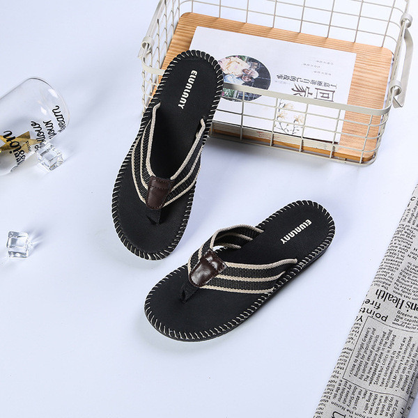 Мъжки чехли през пръсти в черен и кафяв цвят