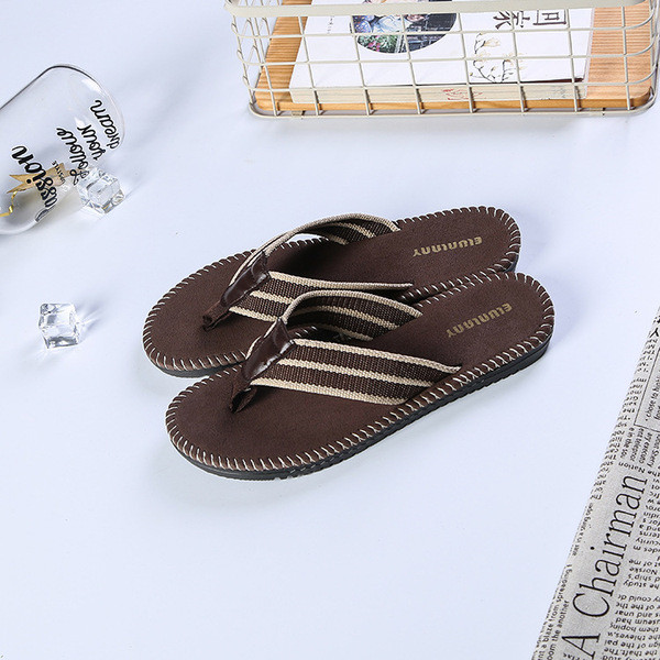 Мъжки чехли през пръсти в черен и кафяв цвят