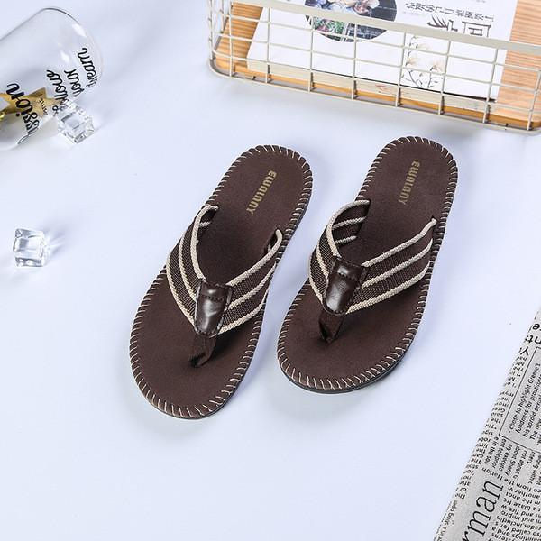 Мъжки чехли през пръсти в черен и кафяв цвят