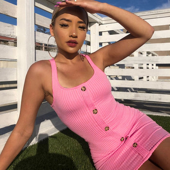 Rochie de dama din catifea cu nasturi roz si galben