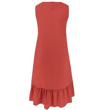 Ежедневна дамска рокля разкроен модел в червен цвят