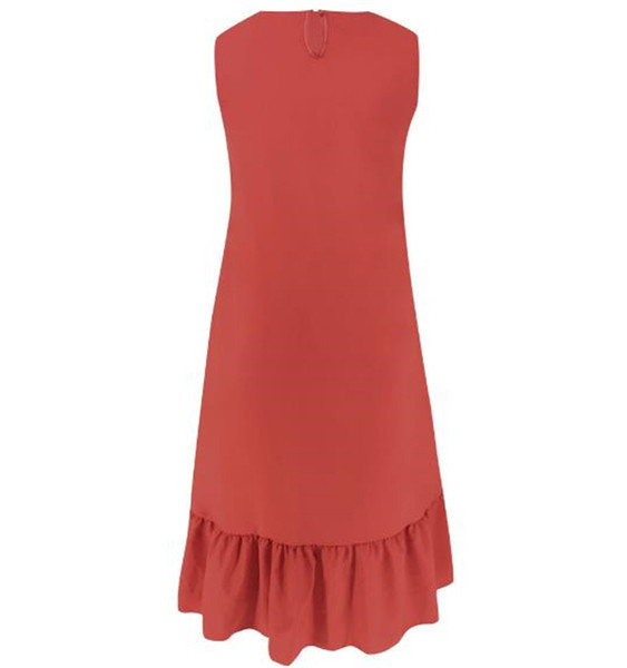 Ежедневна дамска рокля разкроен модел в червен цвят