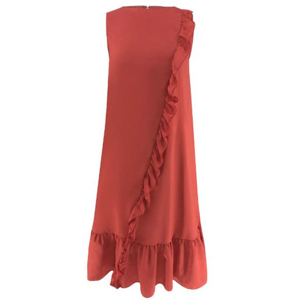 Ежедневна дамска рокля разкроен модел в червен цвят