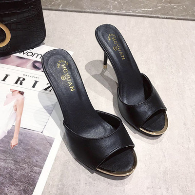 Елегантни дамски чехли с висок ток в няколко цвята