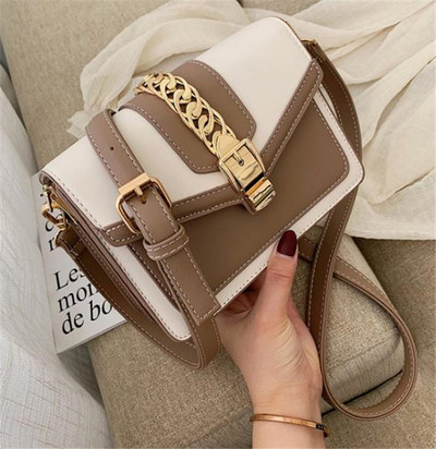 Ежедневна дамска чанта с метално закопчаване от еко кожа в няколко цвята