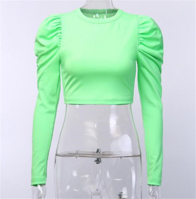 Модерна дамска блуза с дълъг ръкав и О-образно деколте в три цвята