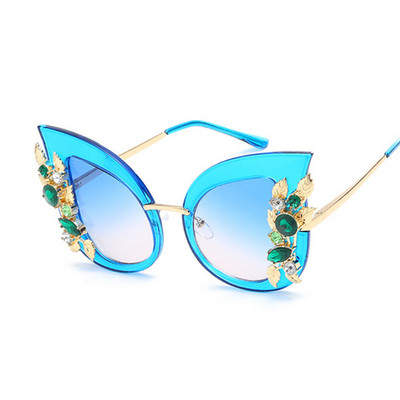 Стилни  дамски слънчеви очила с камъни в няколко цвята