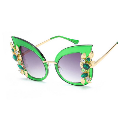 Стилни  дамски слънчеви очила с камъни в няколко цвята