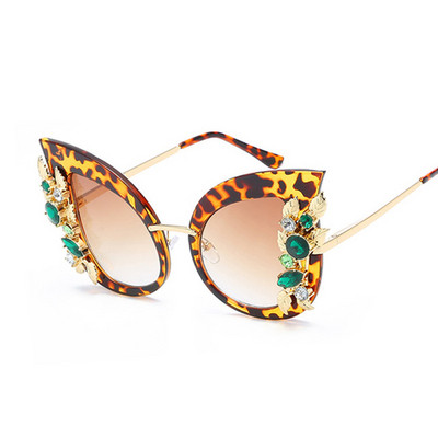Стилни  дамски слънчеви очила с камъни в няколко цвята