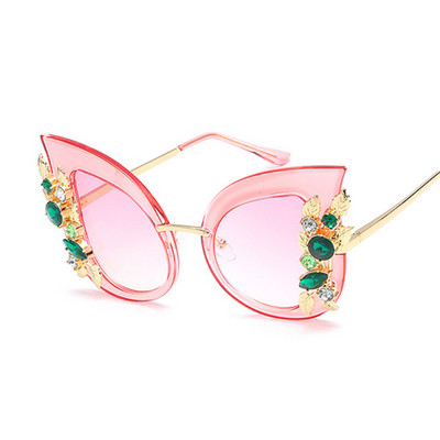 Стилни  дамски слънчеви очила с камъни в няколко цвята