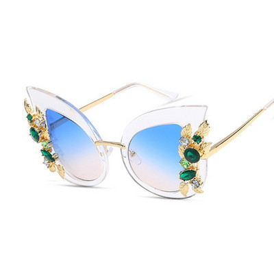 Стилни  дамски слънчеви очила с камъни в няколко цвята