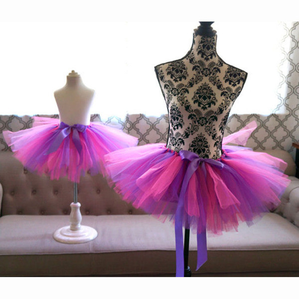 Цветна детска пола от тюл с панделка 