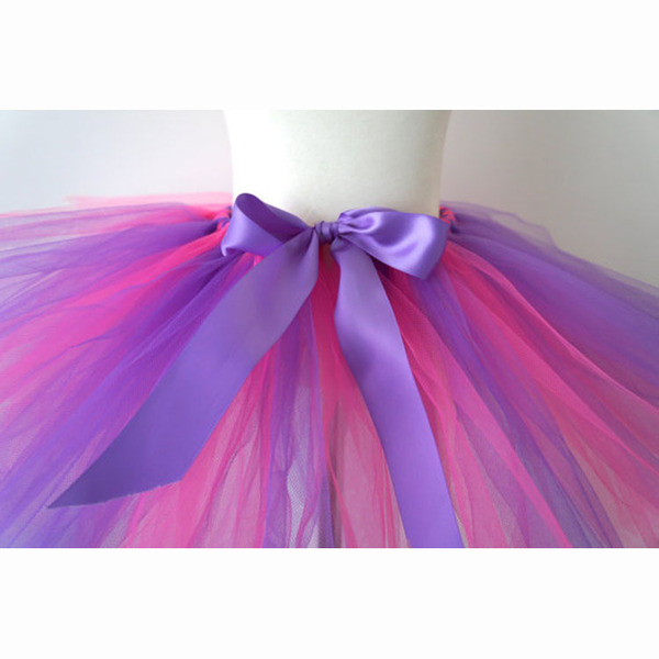 Цветна детска пола от тюл с панделка 