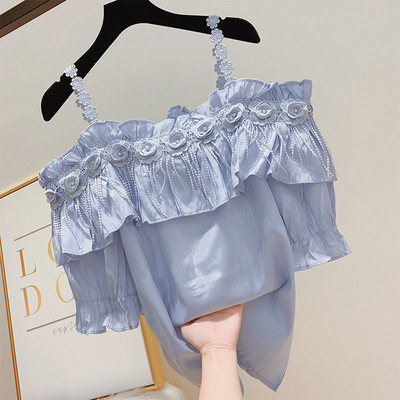 Дамска модерна блуза с 3D елемент в няколко цвята