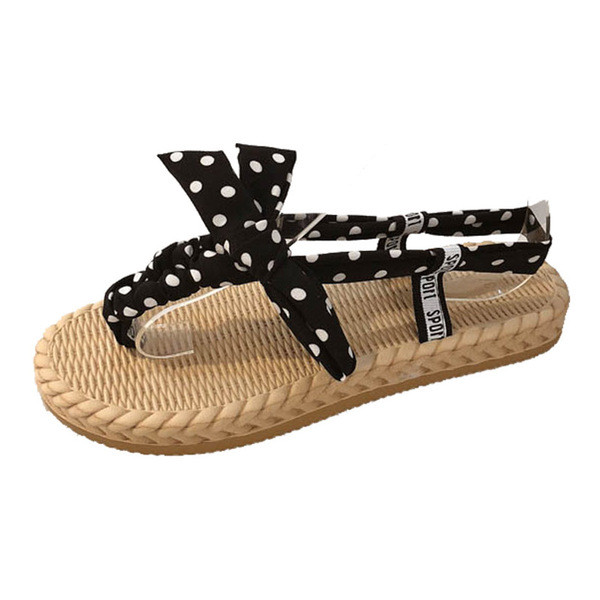 Ежедневни дамски чехли с равна подметка и панделка в няколко цвята