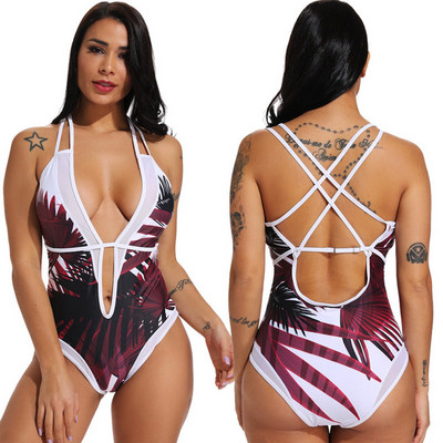 Цял бански костюм с V-образно деколте в няколко цвята