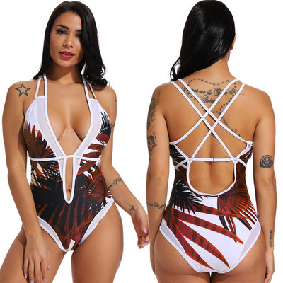 Цял бански костюм с V-образно деколте в няколко цвята