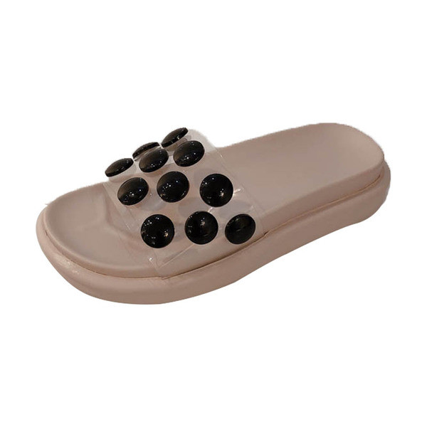 Ежедневни дамски чехли в два цвята на точки 