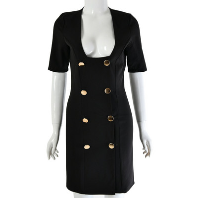 Дамска стилна рокля с двуредно закопчаване