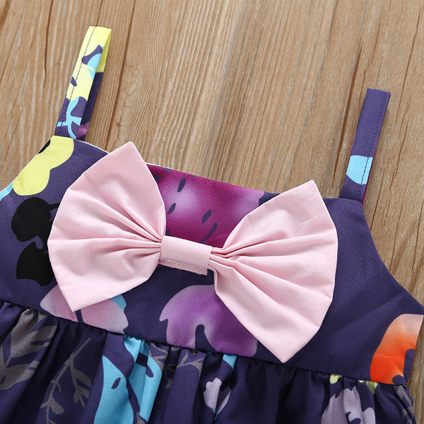 Цветна детска рокля с панделка на гърба