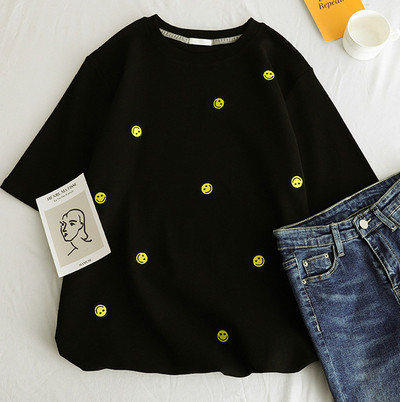 Модерна дамска тениска с О-образно деколте в четири цвята