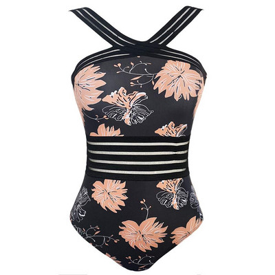 Цял бански костюм с флорален десен в  два цвята