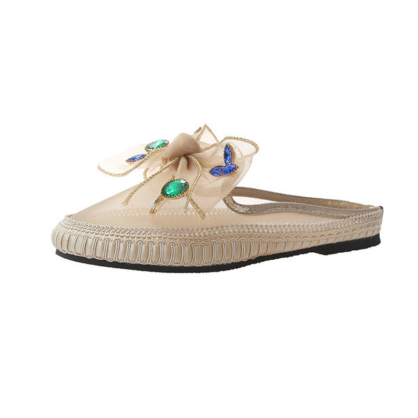 Ежедневни дамски чехли с панделка и камъни в няколко цвята