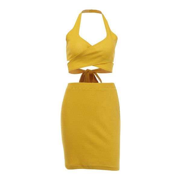 Дамски комплект от две части пола и бюстие 