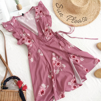 Дамска лятна рокля от шифон с V-образно деколете