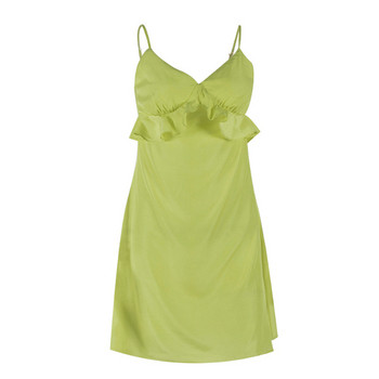 Ежедневна дамска рокля с тънки презрамки в жълт цвят