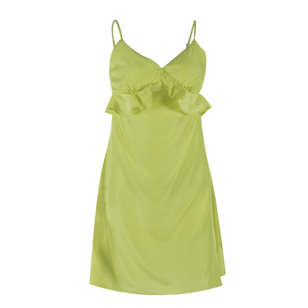 Ежедневна дамска рокля с тънки презрамки в жълт цвят