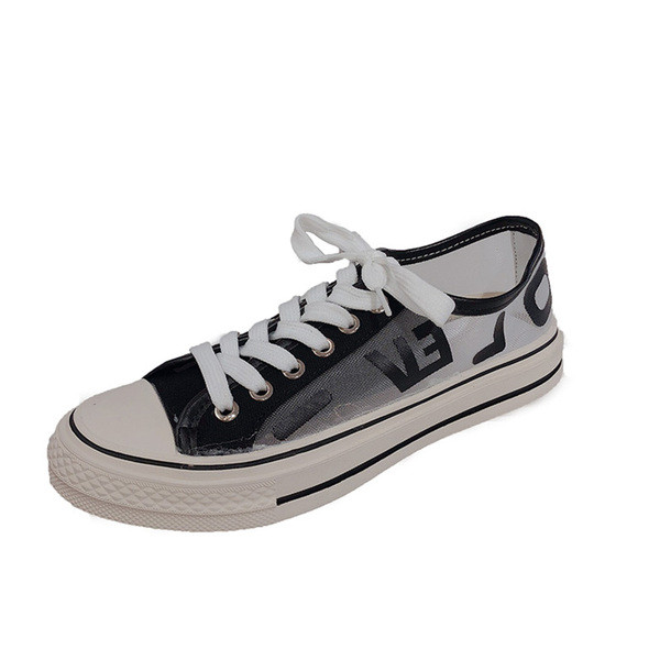 Ежедневни дамски кецове с надпис и връзки в жълт и черен цвят