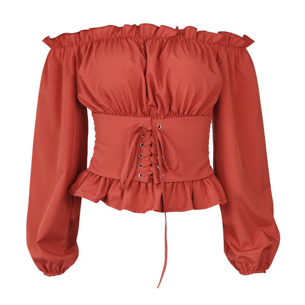 Стилна дамска риза с паднали ръкави и връзки в три цвята