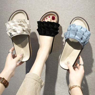 Модерни дамски чехли от еко велур в три цвята