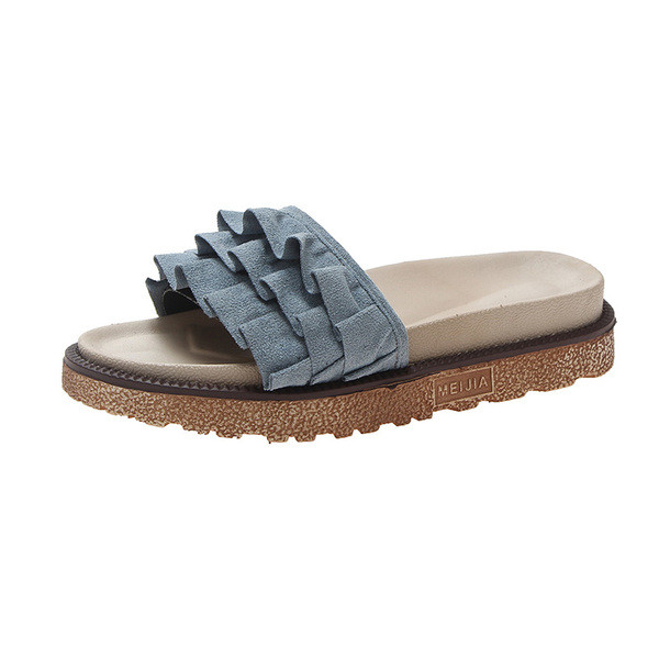 Модерни дамски чехли от еко велур в три цвята