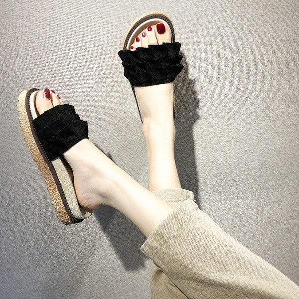 Модерни дамски чехли от еко велур в три цвята