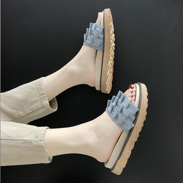 Модерни дамски чехли от еко велур в три цвята